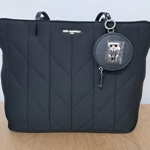 NWT Karl Lagerfeld Quilted Tote Shoulder Bag with Coin Purse